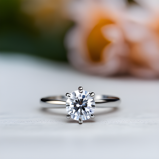 Diamond Engagement ring, white gold, round diamond