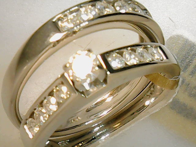 14ktwhite diamond 2 ring weddi