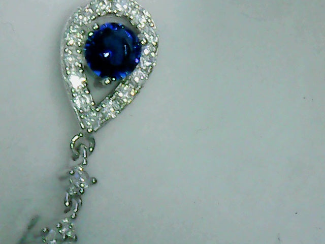 SS Created Sapphire And CZ earrings