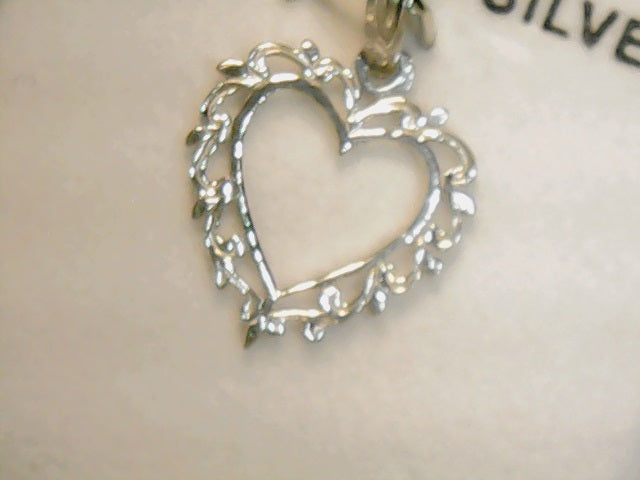 silver heart with lace edge