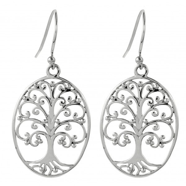 SS long oval tree earrings