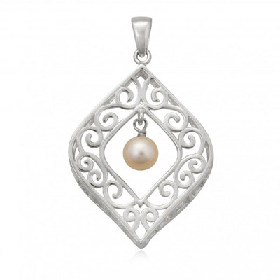 SS art deco pearl drop Necklac