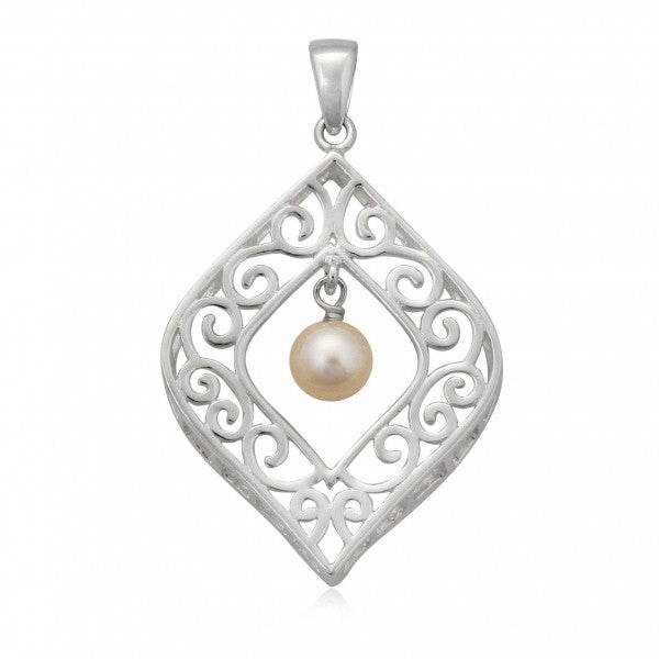 SS art deco pearl drop Necklac