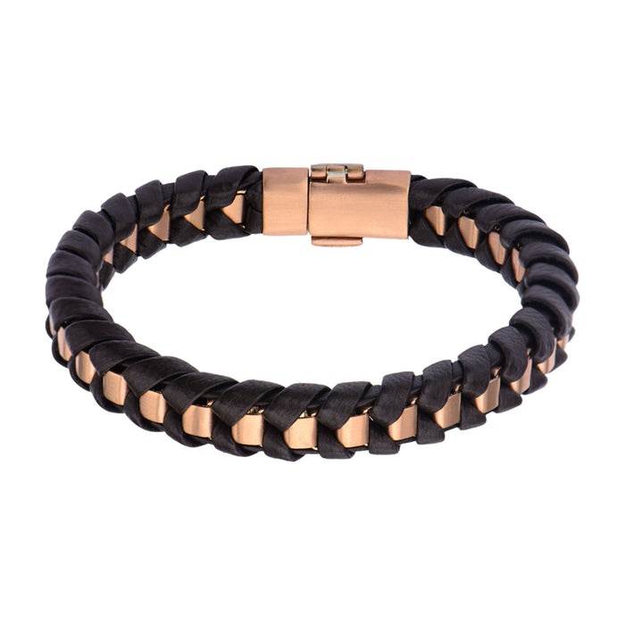 brown leather bracelet braided