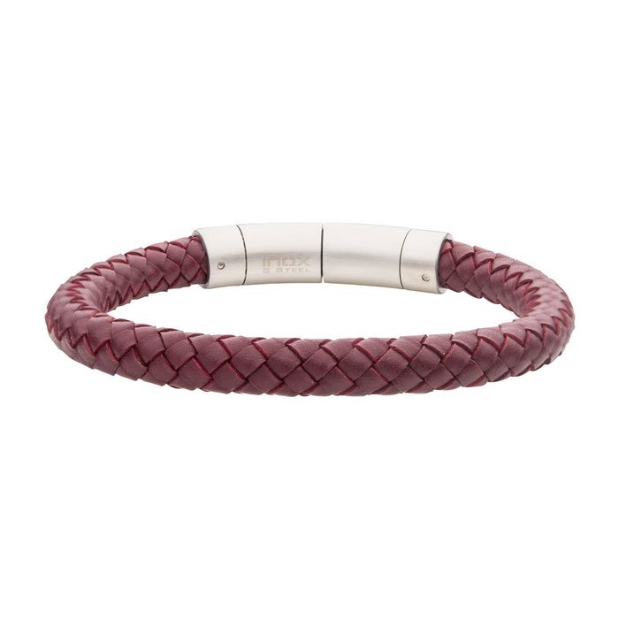 burgundy leather braided brace