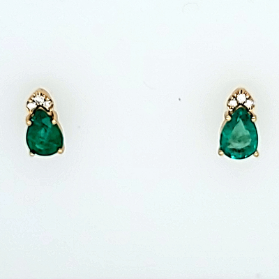 14ky emerald and diamond earri