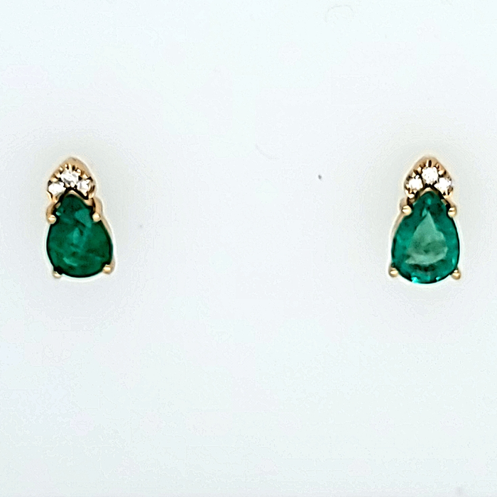 14ky emerald and diamond earri