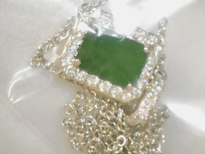 14ktwhite diamond emerald pend