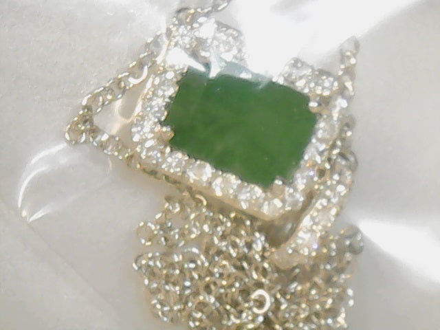 14ktwhite diamond emerald pend