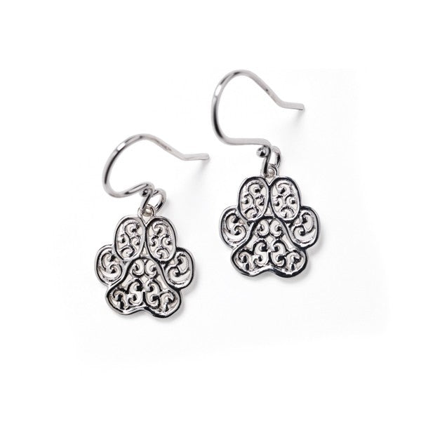 ladies ss puppy paw earrings