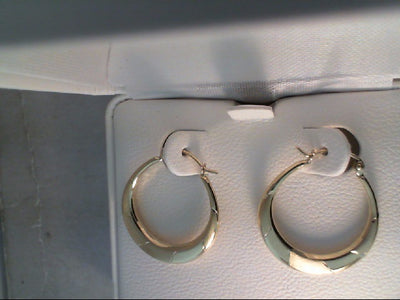 14kt satin polished hollow hoo