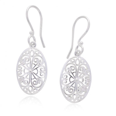 SS Ornamental oval scroll earr