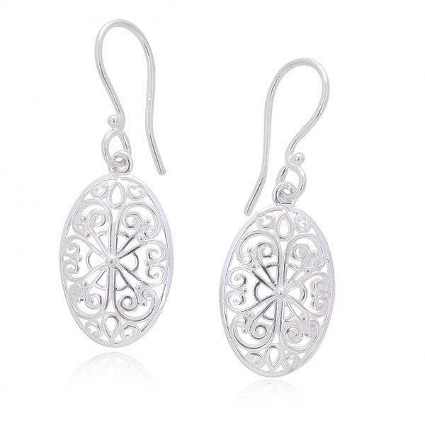 SS Ornamental oval scroll earr
