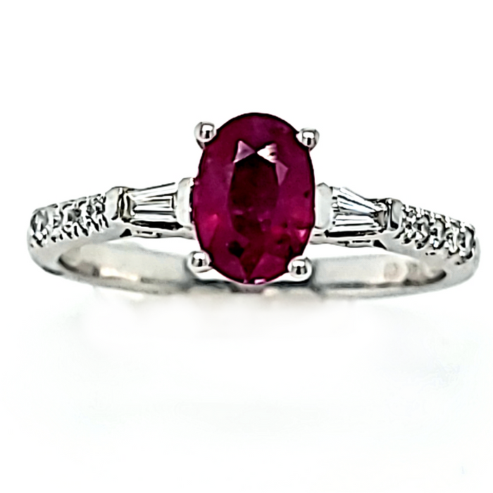 14kw oval ruby and diamond rin