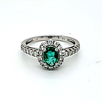 14kw oval emerald and diamond