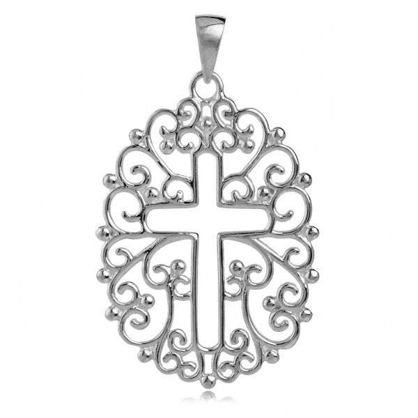 SS filigree open cross