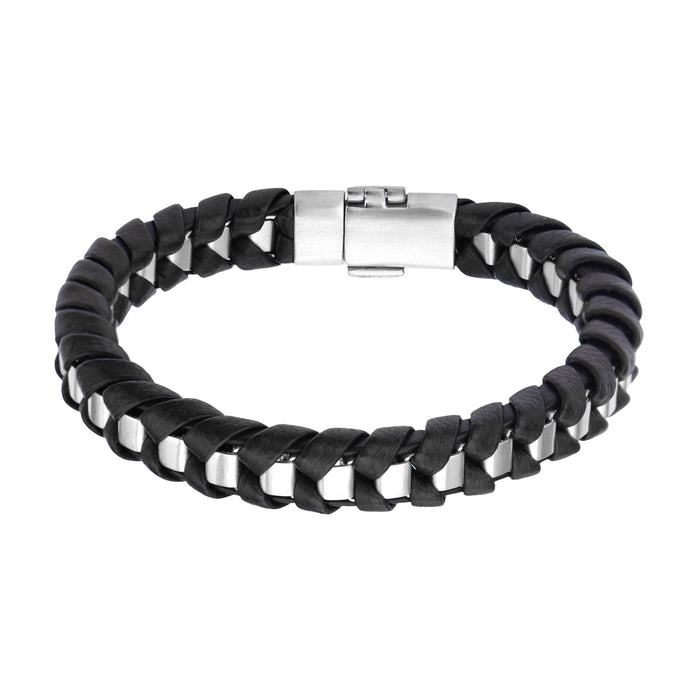 black leather braided bracelet