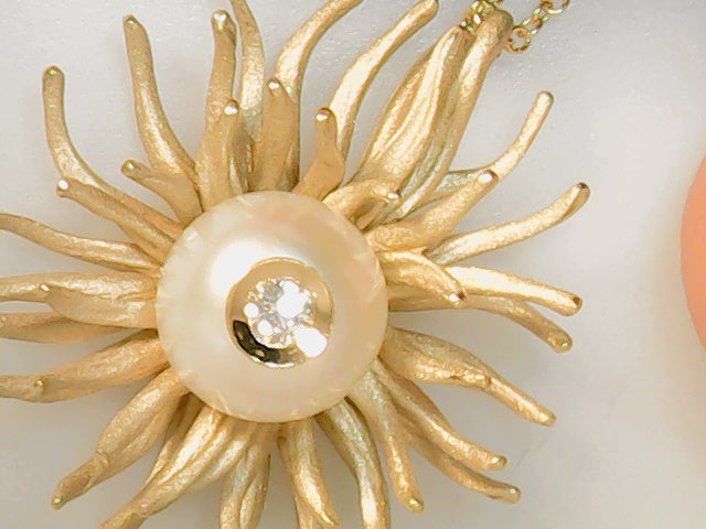 14ktyellow pearl diamond sun n