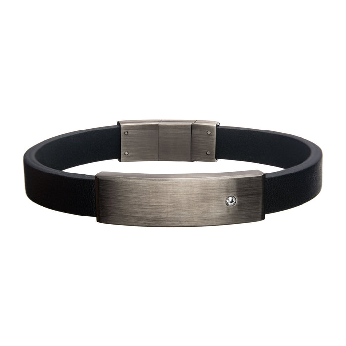 Leather braid engrave bracelet