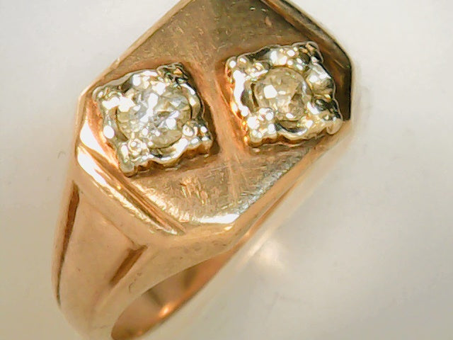Mens heavy two diamond ring 14